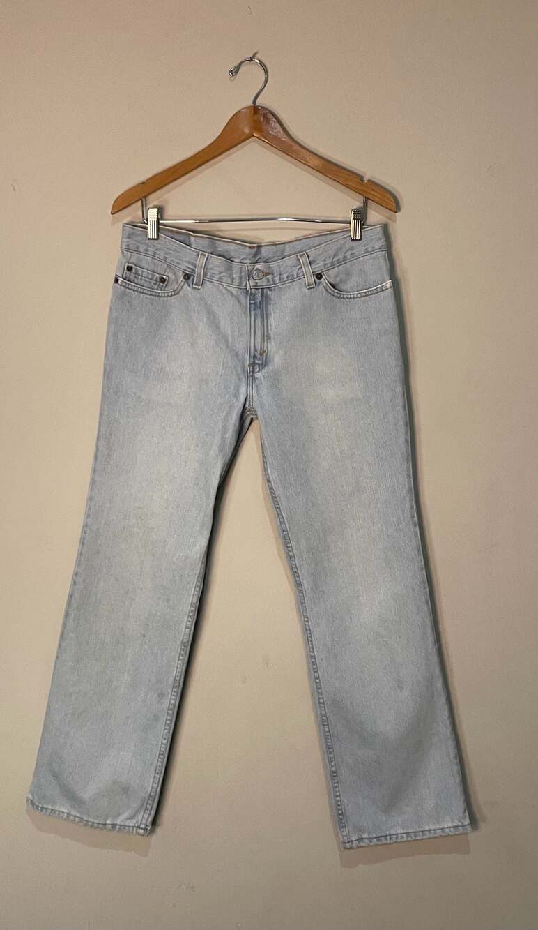 Levis 518 Super Low Bootcut Jeans Jr Sz 13 USA Made Stonewash Tapered Red Tab
